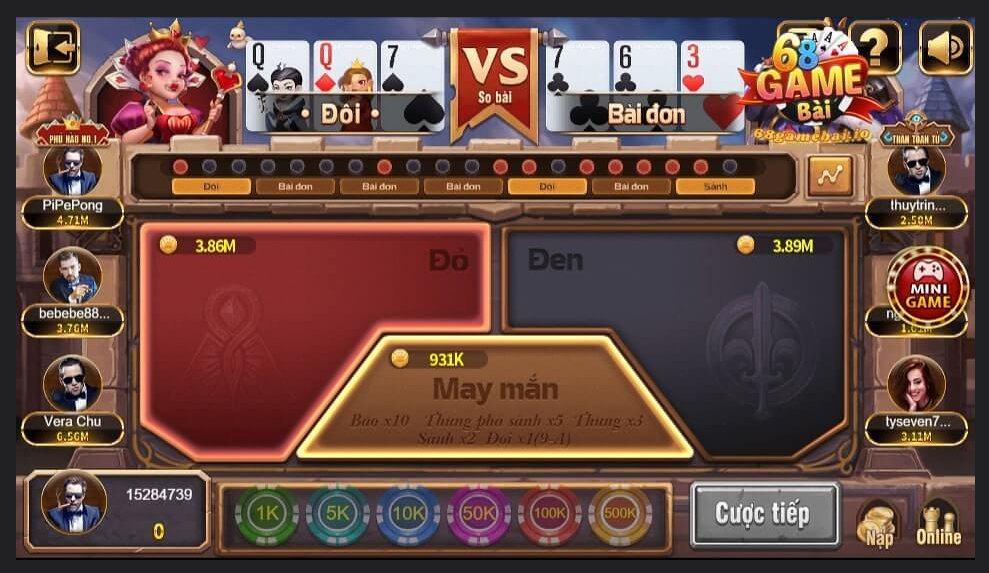 Trải nghiệm đại chiến đỏ đen tại 68 Game Bài. Nguồn ảnh: 68Gamebai.io