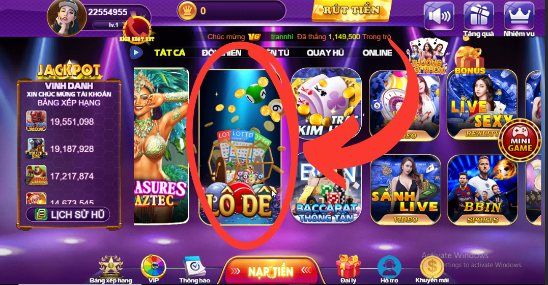 Chọn Lô đề tại trang chủ của 68 Game Bài.